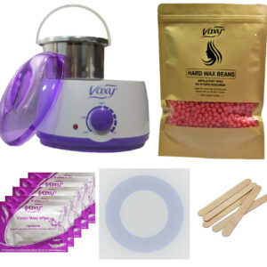Vaxy Professional Waxing Kit with Wax Heater, Hard Wax Beads 500g, Spatulas, After Wax Wipes, Collar – Stripless Depilatory Waxing Pellets Solid Film Beans No Strip Needed (Rose)
